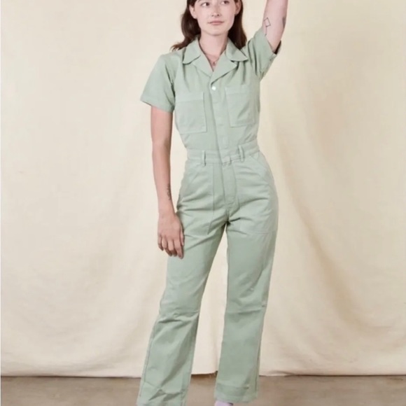 Big Bud Press Pants - Big Bud Press Sage Green Short Sleeve Jumpsuit Size M.